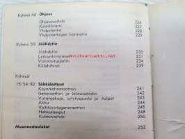 Mercedes-Benz Tabellenbuch Lastwagen und Omnibusse Werk Mannheim Ausgabe 1966 -taulukkokirja, suomenkielinen sisällysluettelo
