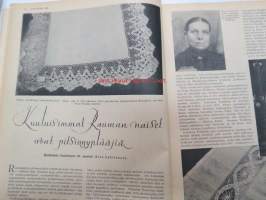 Kotiliesi 1935 nr 2 tammikuu. kansi Martta Wendelin.  Runsaasti kuvia, mainoksia  ja artikkeleja. Vuoden 1935 ajankuvaa. Rauman pitsinnyplääjät