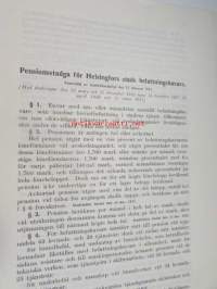 Helsingin kaupungin viranpitäjäin eläkesääntö, Pensionsstadga för  Helsingfors stads befattningshavare