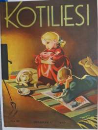 Kotiliesi 1937 nr 20 lokakuu, Kansi Martta Wendelin, Ajankuvaa, muotia (mm.  Riihimäen Lasin Kuulto, SILO -kerrasto sekä KAVE-kengät)  ja ruokaohjeita.