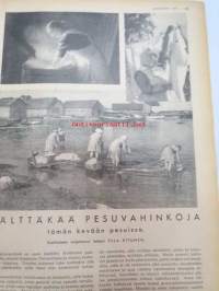 Kotiliesi 1937 nr 7 huhtikuu . Kannen piirtänyt Lea Jännes . Ajankuvaa, muotia ja ruokaohjeita ( mm vehnäsen leipominen) vuodelta 1937.