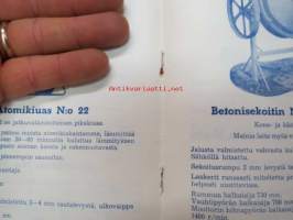 Sälinkään Paja - omistaa Veljekset Aalto - Kuvasto ja hinnat 1.4.1963; Saunanuunit, Atomikiuas, Betonisekoitin, Betoni- ja puutarhakärry, Traktoritalikko