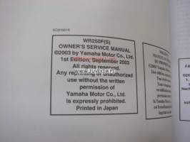 Yamaha WR250F(S) owner´s service manual -käyttäjän huolto-ohjekirja englanniksi