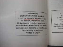 Yamaha WR400F(K) owner´s service manual -käyttäjän huolto-ohjekirja englanniksi