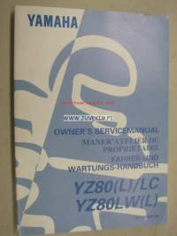 Yamaha YZ80(L)/LC YZ80LW(L) owner´s service manual -huolto-ohjekirja englanniksi