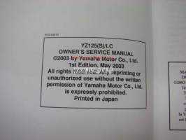 Yamaha YZ125(S)/LC owner´s service manual -huolto-ohjekirja englanniksi