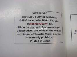 Yamaha YZ250(J)/LC owner´s service manual -huolto-ohjekirja englanniksi