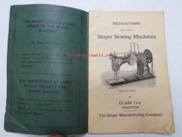Instructions for using Singer sewing machines of class 72W Hemstich -ompelukone käyttöohjekirja englanniksi