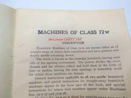 Instructions for using Singer sewing machines of class 72W Hemstich -ompelukone käyttöohjekirja englanniksi