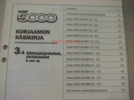 Saab 9000 Korjaamon käsikirja 3:2 Sähköjärjestelmä, yleiskaaviot M1987-1988 -korjaamokirjasarjan osa 