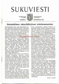 Sukuviesti 1979 nr 3 - Pohjois-Karjalan suurimmat suvut, Pietikäisen suku, Prviaisen suku, Kososet, Kurki-Suontausta
