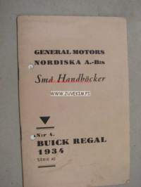 Buick Regal 1934 series 40 / GM Nordiska A.-B:s Små Handböcker -esittelykirja