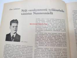 Nummenmäen työläisurheilun 40-vuotis Juhla-Julkaisu 1906-1946, sis. mm. seur. artikkelit; Eino Lehtinen - Neljä vuosikymmentä työläisurheilutoimintaa