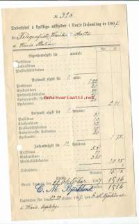 Debetsedel å kyrkliga utskulder - Kuitti kirkollisveroista  Karjaa / Karis  1907 - firmalomake