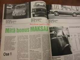 Moottori 1973 / 4 sis mm,Rata - Saab.Peugeot 304 S.Kesän ajorenkaat.Poyota Corona MK II 2300.ym