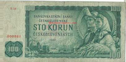 Tsekkoslovakia 100 korun 1961  ( B 18) -  seteli