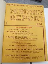 The Finnish Paper and Timber Journal 1937 Monthly reports -sidottu vuosikerta
