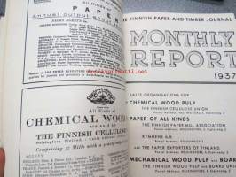 The Finnish Paper and Timber Journal 1937 Monthly reports -sidottu vuosikerta