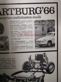 Suomen Autolehti 1966 nr 1, sis. mm. seur. artikkelit / kuvat / mainokset; Kannessa Tyylikkäästi talviurheilemaan urheilullinen Simca 1500, Fiat-bussit tulevat,