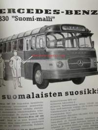 Suomen Autolehti 1961 nr 4, sis. mm. seur. artikkelit / kuvat / mainokset; Kannessa Kuormakone Oy 17.500 nummi-kippi, Levacar-pintaliitäjä Bilia:n vetonumerona,
