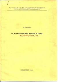 O n the satelite observation work done in Finland / G Järnefelt 1961