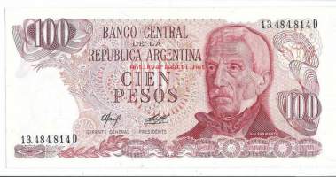 Argentiina 100 Pesos 1973-76   seteli