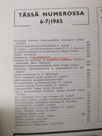 Suomen Autolehti 1965 nr 6-7, Linja-autoliike Veikko Uotila 40-vuotias, Linja-autojen kehitys - Volvon näkökulma, Bendix-levyjarrut, Turun Laatuauto uusiin suojiin