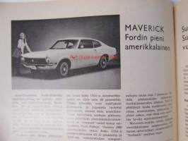 Suomen Autolehti 1969 nr 8, sis. mm. seur. artikkelit / kuvat / mainokset;   Ford Maverick, Kotimainen nivelbussi, Linja-auoliiton liittokokous, katso sisältö