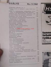 Suomen Autolehti 1969 nr 11, sis. mm. seur. artikkelit / kuvat / mainokset; Ford Maverick, Autobianchi A 112, Renault 6, Vauxhall Viva 1970, katso sisältö kuvista