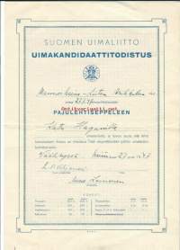 Uimakandidaattitodistus 1947 - kunniakirja