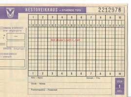 Kestoveikkaus  tyhjä kuponki1972 -  arpa