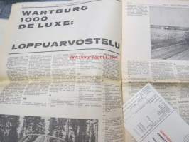 Moottoriviesti 1967 nr 12, sis. mm. seur. artikkelit / kuvat / mainokset; Kestotesti Wartburg 1000 loppuarvostelu, Kestotestissä Toyota Corolla NSU 110 SC, Koeajo