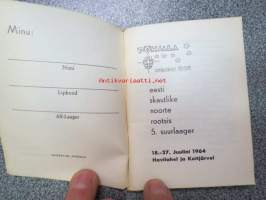 Pohjala Laagrijuhis Lygnern 1964 eesti skautlike  noorte rootsis 5. suurlaager 18.-27. Juulini 1964 Havilahel ja Koitjärvel -eestiläisaustaisten partiolaisten