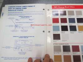 Ford USA 1985, -86, -87 Interior &amp; Exterior Touch-Up paint color chart -värikartta korjausmaaleista