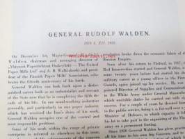 Kenraali Rudolf Waldenille 1.12.1928 50-vuotisjuhlajulkaisu -ylipainos Suomen Paperi- ja Puutavaralehdestä -henkilöesittelyä, saavutuksia, tehdastoimintaa ym.