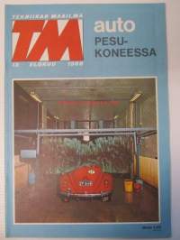 Tekniikan Maailma 1966 nr 13 -sis. mm. Kansikuva + artikkeli &quot;Auto pesukoneessa&quot; - kuvassa Volkswagen rek. nr. ZP-648,  Linton kaiutinkotelot, ASA matka-