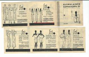 Silo - mainos  2 kpl / Kudos Oy  Silo oli Turussa vuodesta 1928 vuoteen 1986 toiminut naisten alusvaatteita ja muita trikoopohjaisia valmisvaatteita tuottanut yritys
