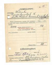 Verolippu, suostuntavero 1919  Helsinki  kuitti - firmalomake  / Suostunta eli suostuntavero  oli aiemmin käytetty määräaikainen vero, jota