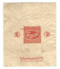 Tjenuski - makeiskääre / Blomqvist&amp;Co  Oy 0li merkittävä makeis- ja suklaatehdas, Lautatarhankatu 4 Helsinki  1919–25