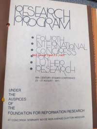 Fourth International Congress for Lutheran Research, 16th Century Studies Conference 1971, ST. Louis, Missouri at Concordia Seminary - Mr. Frederic Cleve