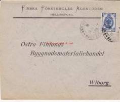 Firmakuori - Finska Fönsterglas Agenturen, Helsingfors.  14.04.1903.  St. B-burg. Tuloleima Wiipuri 18.04.1903.
