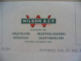Wilson &amp; Co Linjetrafik Spedition Skepsklarering Asiakirja 1940