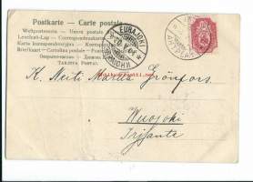 Helsinki Villingistä  - paikkakuntapostikortti  kulkenut 1904