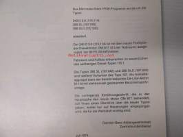 Mercedes-Benz PKW-Typen 240D 3.0 - 280 SL - 280 SLC, huolto-ohjekirja - katso kuvista sisältöä ja mallimerkintöjä tarkemmin