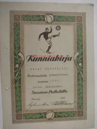 Kunniakirja Huugo Salminen jalkapallomestaruus Helsingin piiri ikämiesluokka