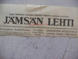 Jämsän Lehti, Jämsä, Jämsänkoski, Koskenpää, Kuhmoinen, Korpilahti, Längelmäki  13.4.1949 , sanomalehden nimiotsikko leike / sanomalehtien ilmoituskeskus