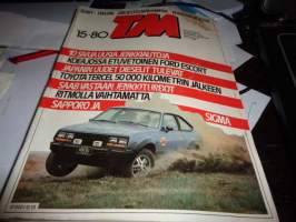 Tekniikan Maailma -- 1980/15 10 sivua uusia jenkkiautoja, Toyota Tercel 50000 kilometrin jälkeen, Ritmolla vaihtamatta, Sapporo ja Sigma