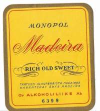 Monopol Madeira Taatusti alkuperäistä madeiraa nro 6399 /  viinietiketti, viinaetiketti