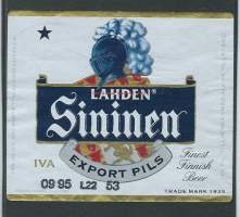 Lahden Sininen IV A  Export Pils -  olutetiketti