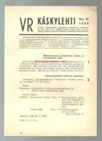 VR Käskylehti 1949 nr 15  -  Valtionrautatiet